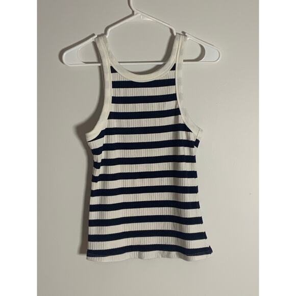 MOTHER The Chin Ups Striped Cotton Stretch Tank Top Medium - Picture 4 of 8